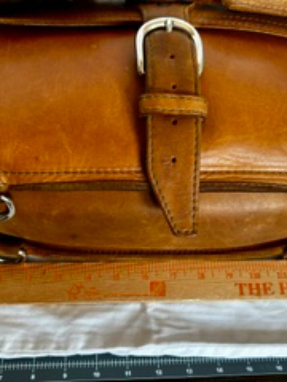Tobacco color Saddleback Full Grain Leather Briefcase - Picture 7 of 15